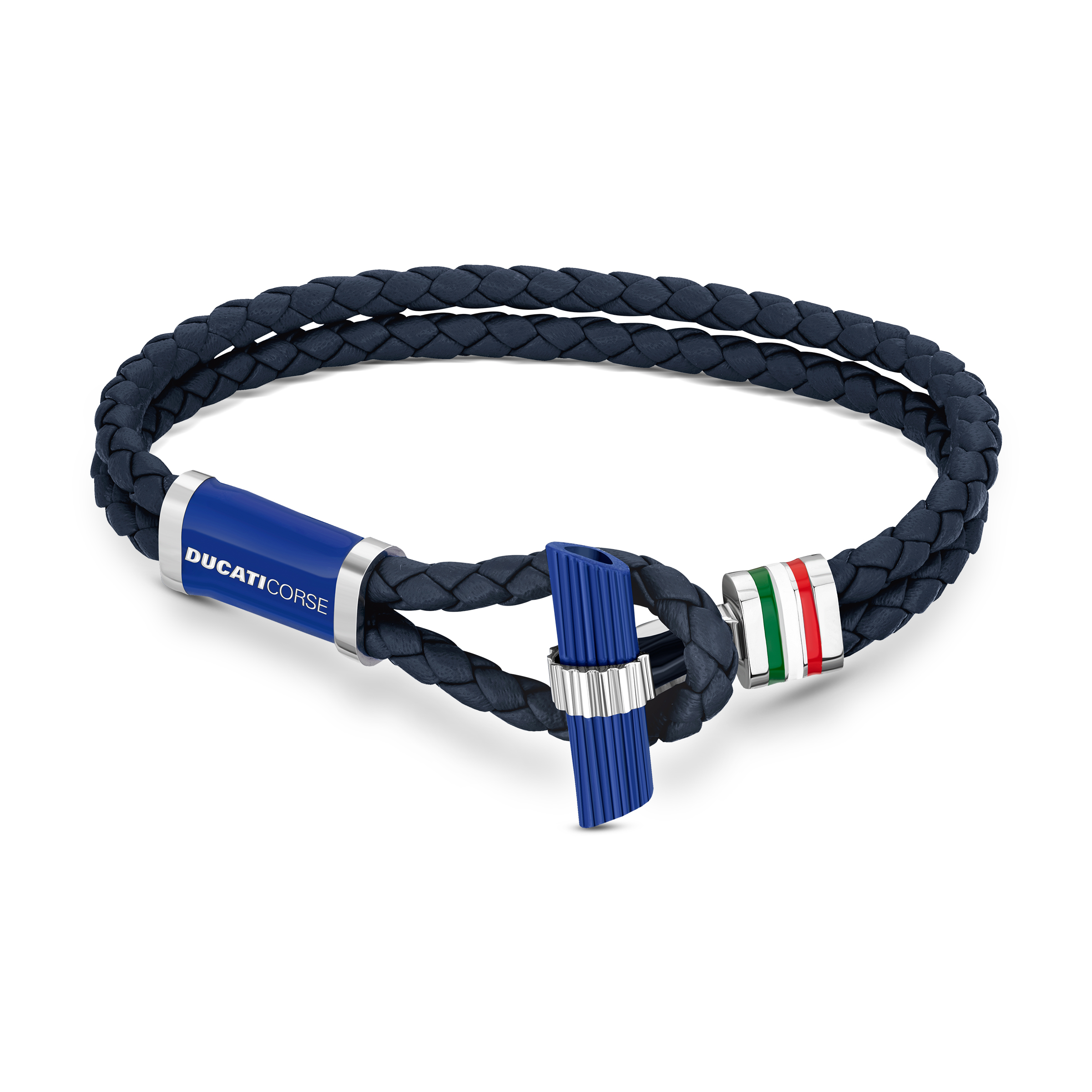 Ducati - DTAGB2136809 - COLLEZIONE T NAVY LEATHER WITH Stainless Steel BRACELET LARGE