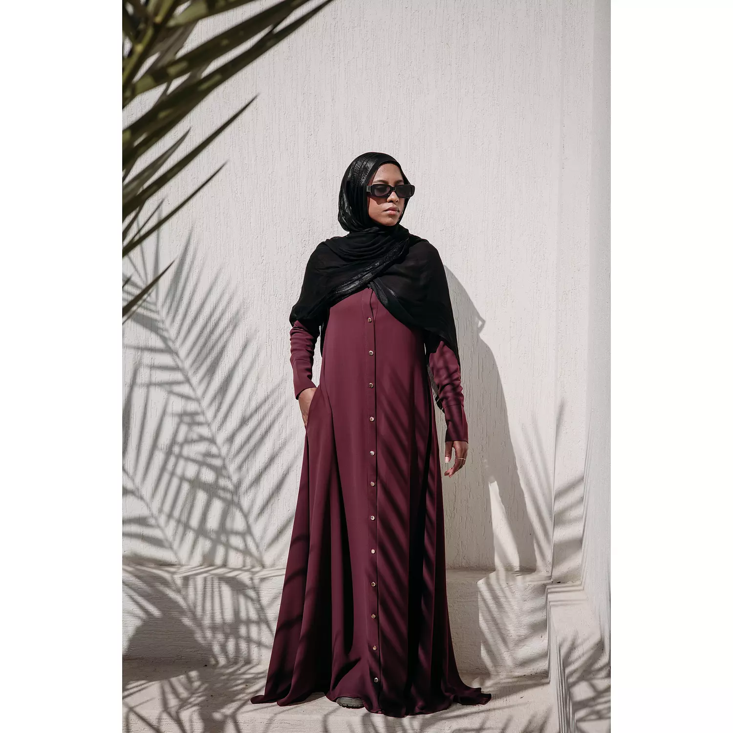 Cloche Abaya in Burgundy hover image