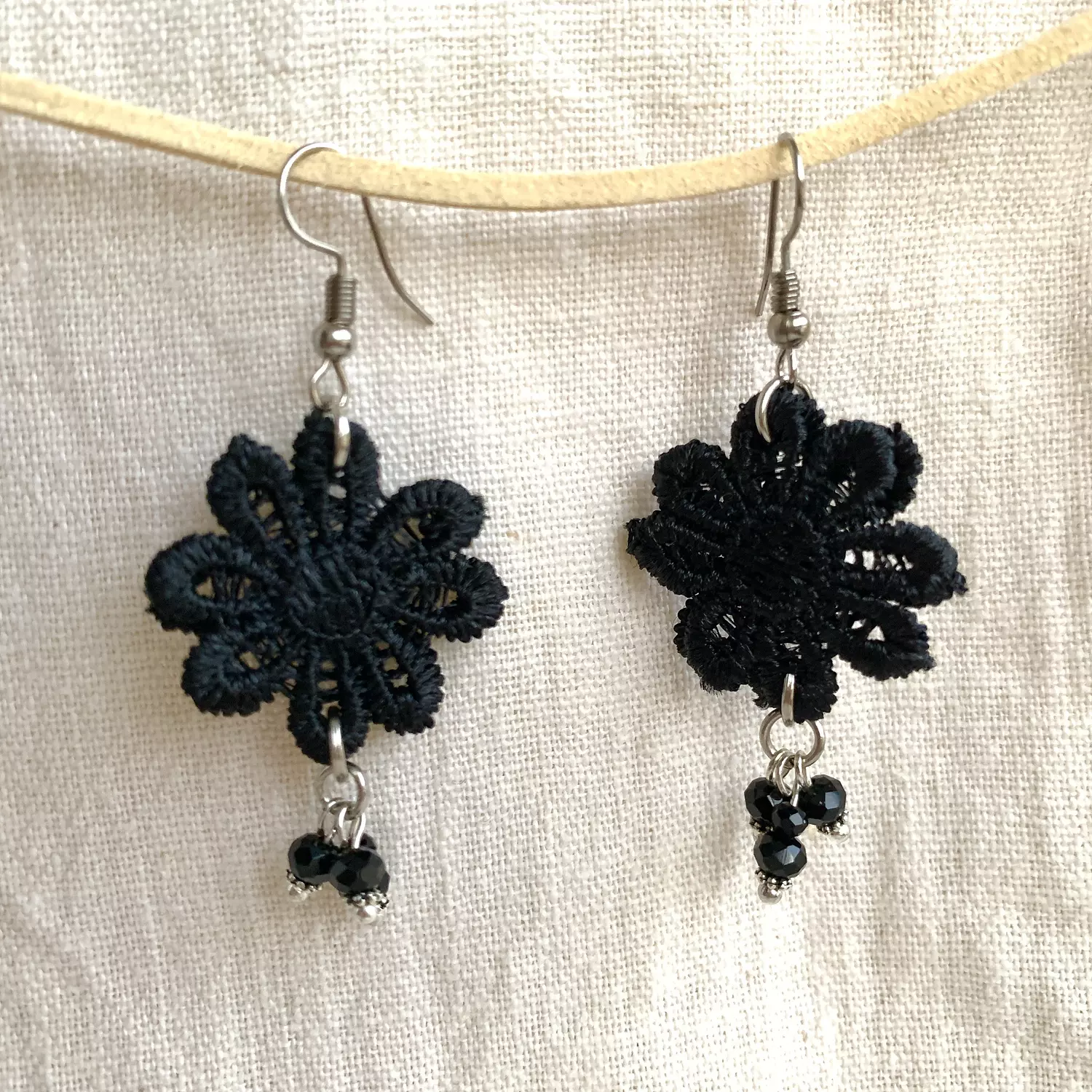 Black Flower Earrings hover image