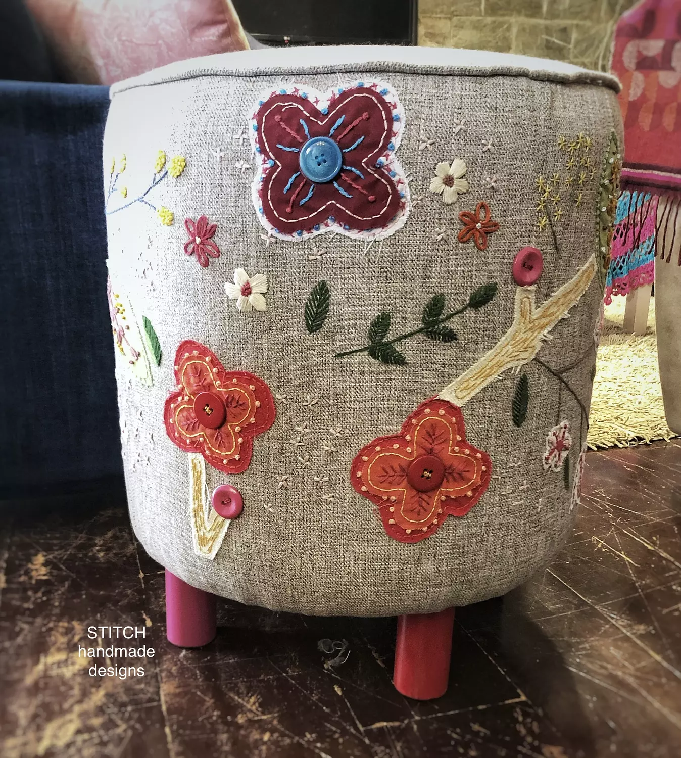 Blooming applique ottoman 2