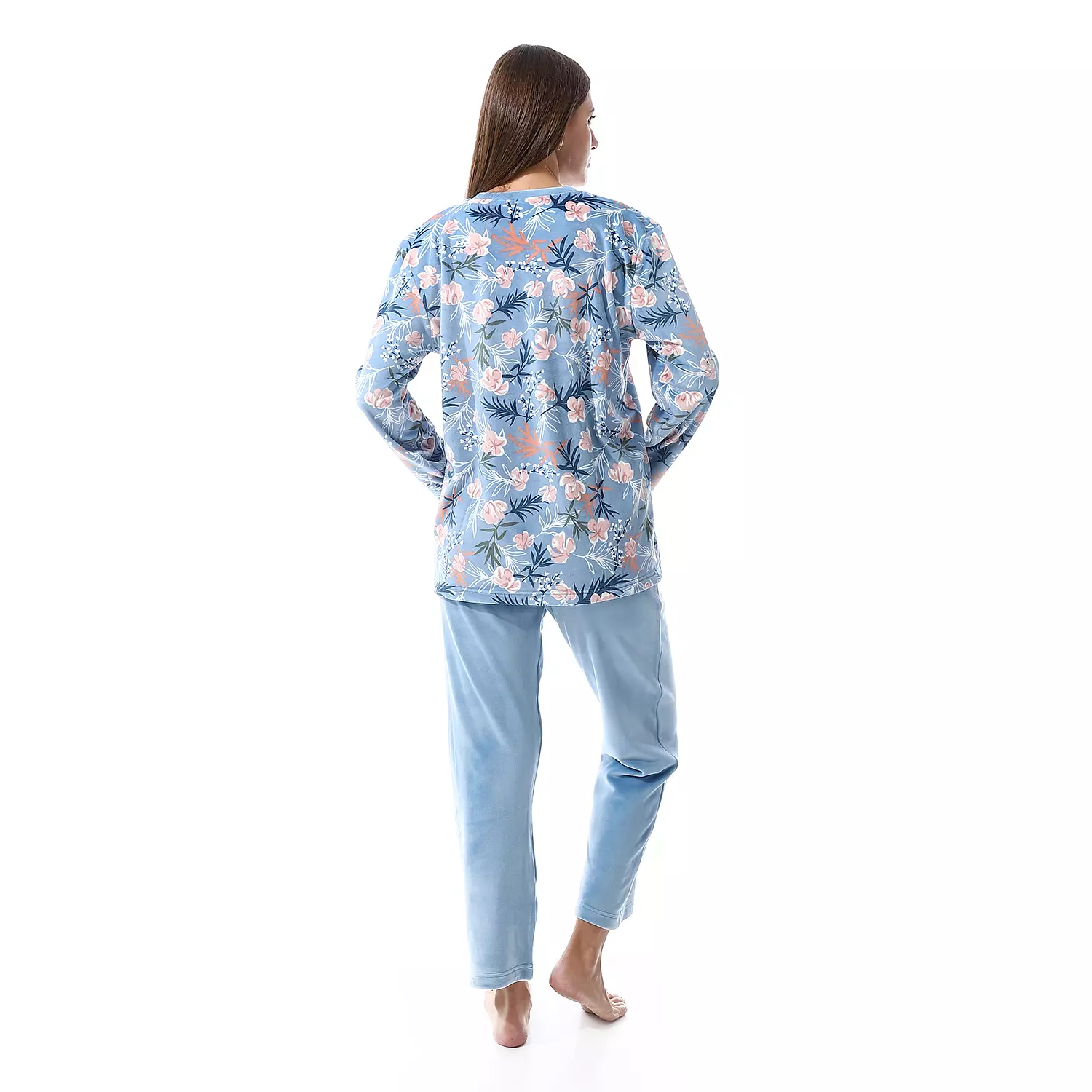 Shorto Women Fleece Flower PJ - Baby Blue -2659 - 024  5