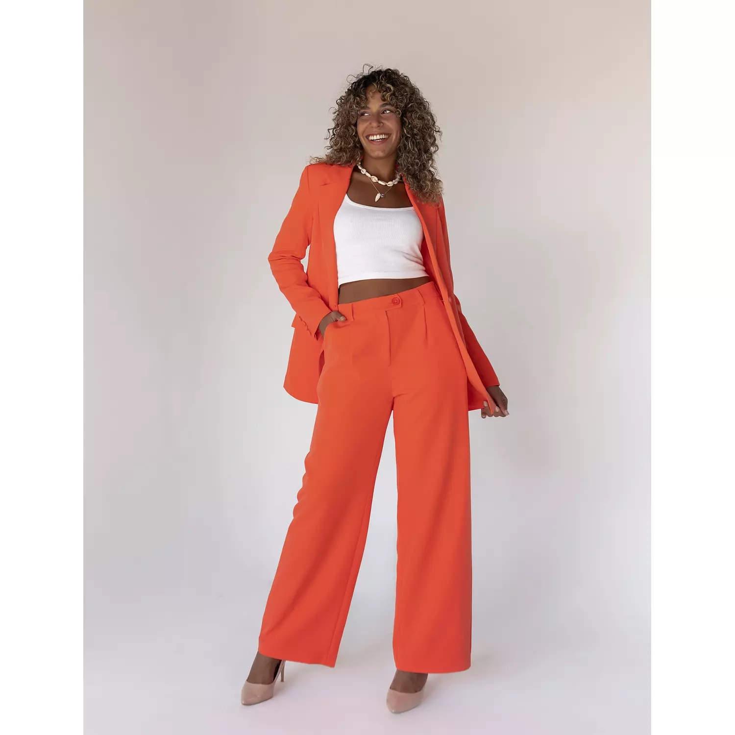 Tangerine Wide-leg Straight Mid Pants hover image