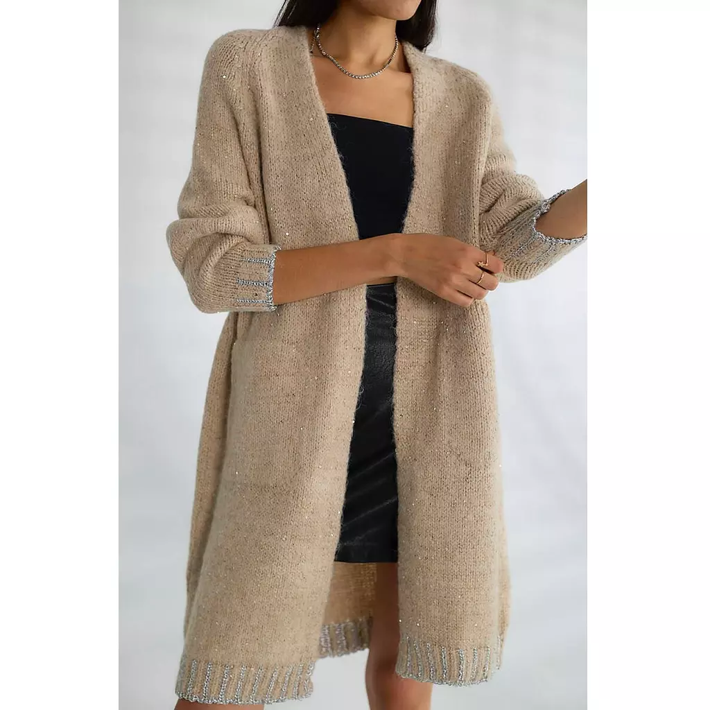 Glittery Beige Cardigan