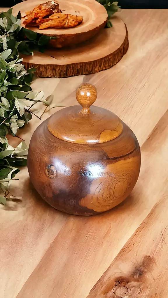 Round Teak Box 