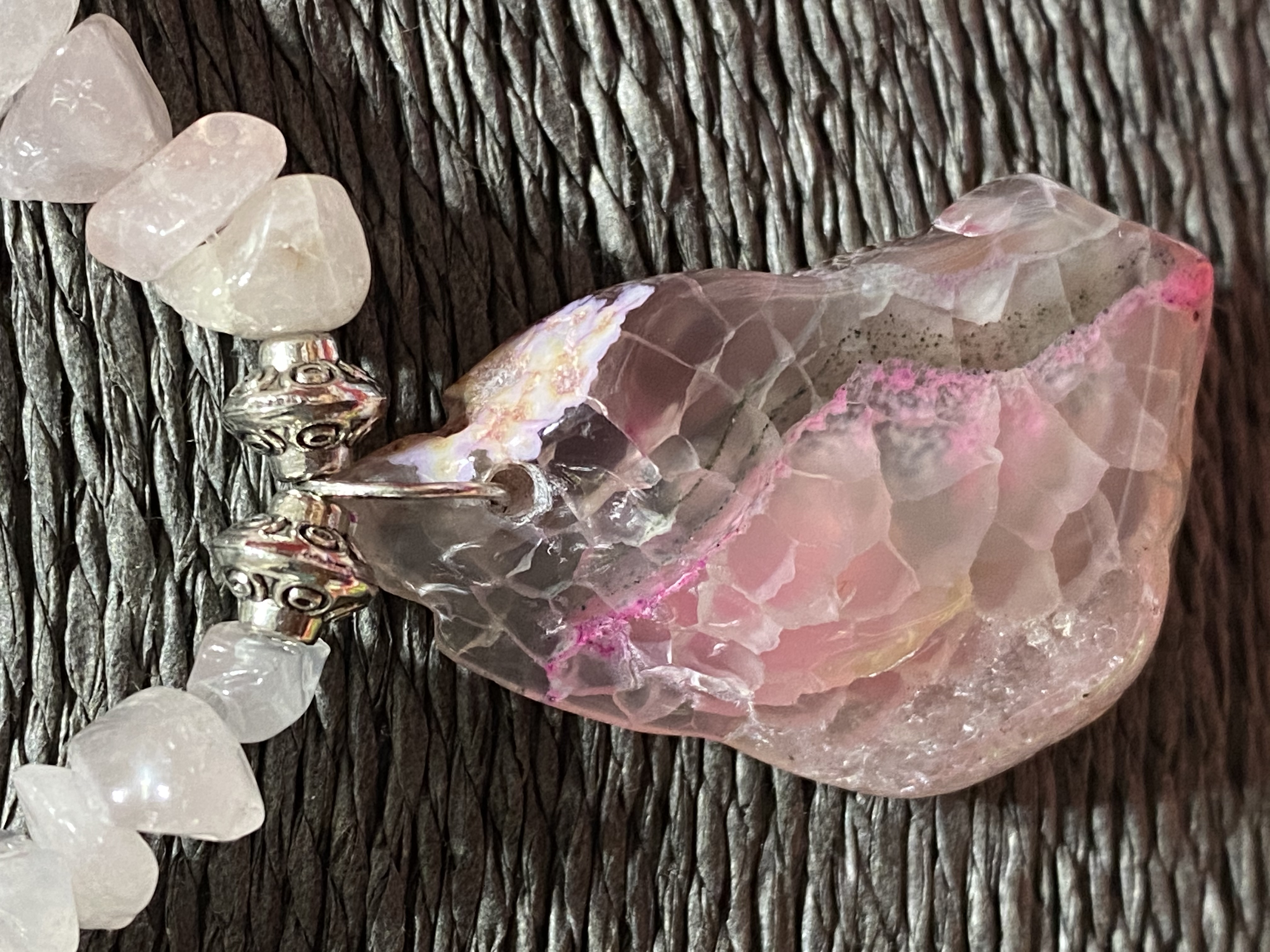 Natural rose quartz necklace  hover image