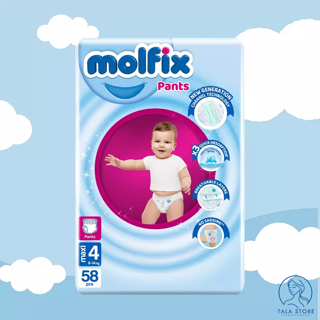 Molfix Diapers Mini Size 4 PANTS – 58 Pcs  