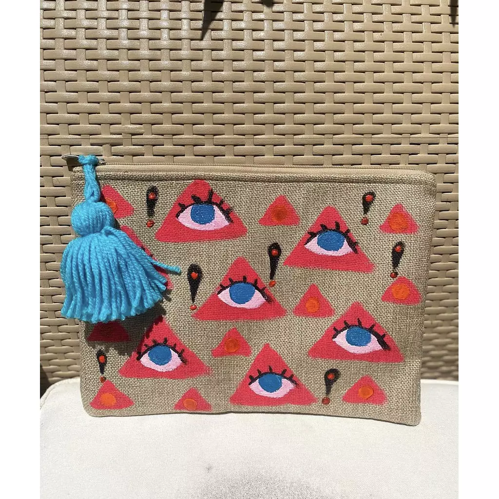 Eye in a Triangle Hand-Painted Burlap Pouch by order