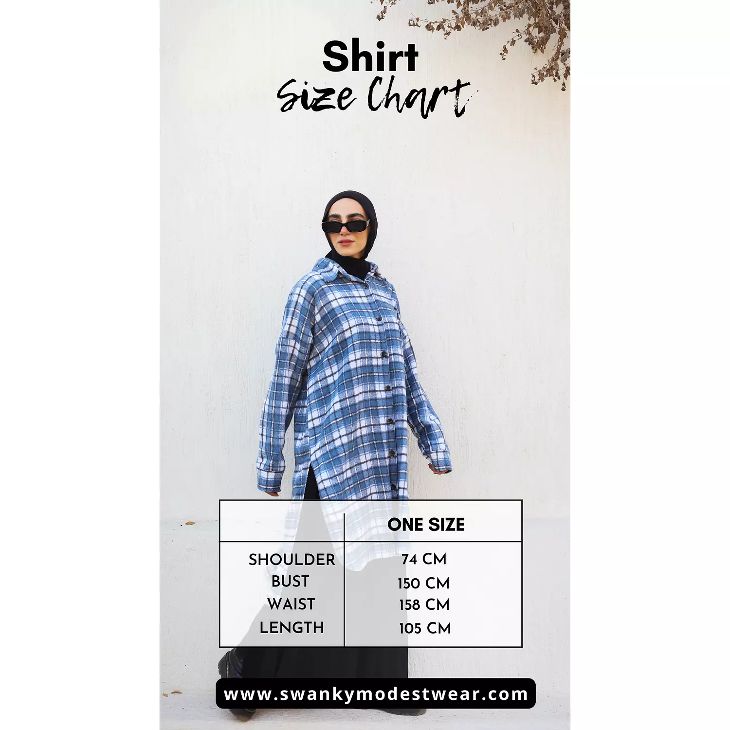 Blue and White Checkered Wool Long Shirt 6