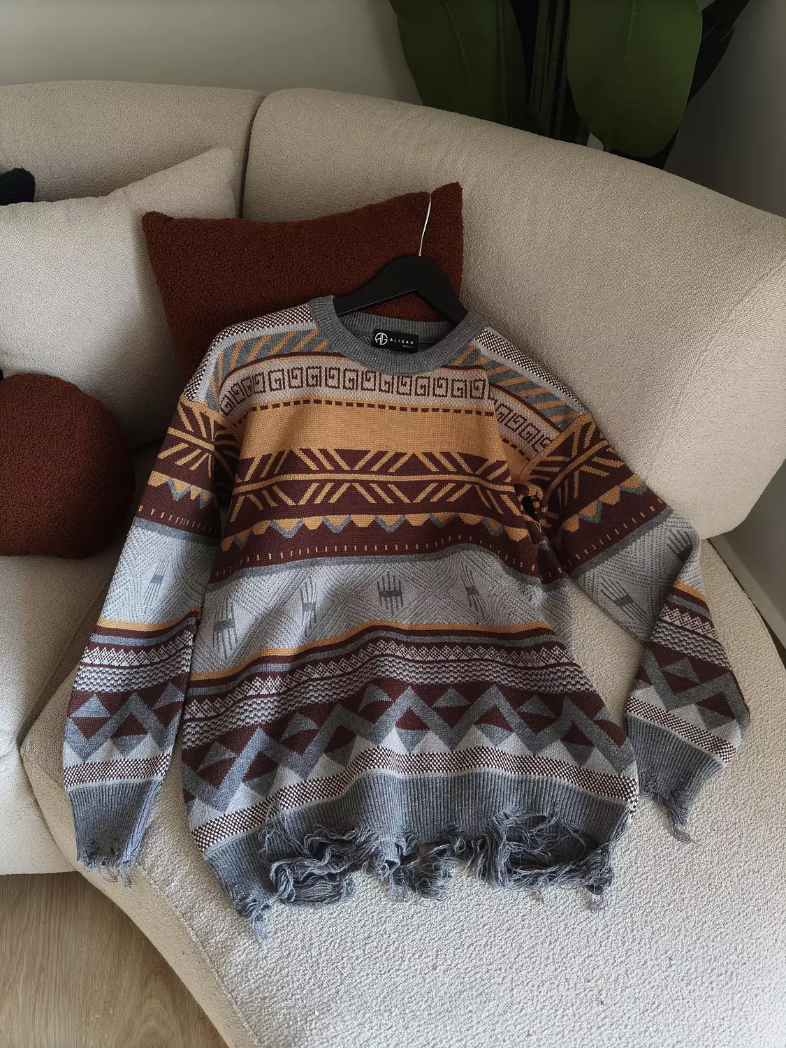 hippie geo pattern sweater hover image