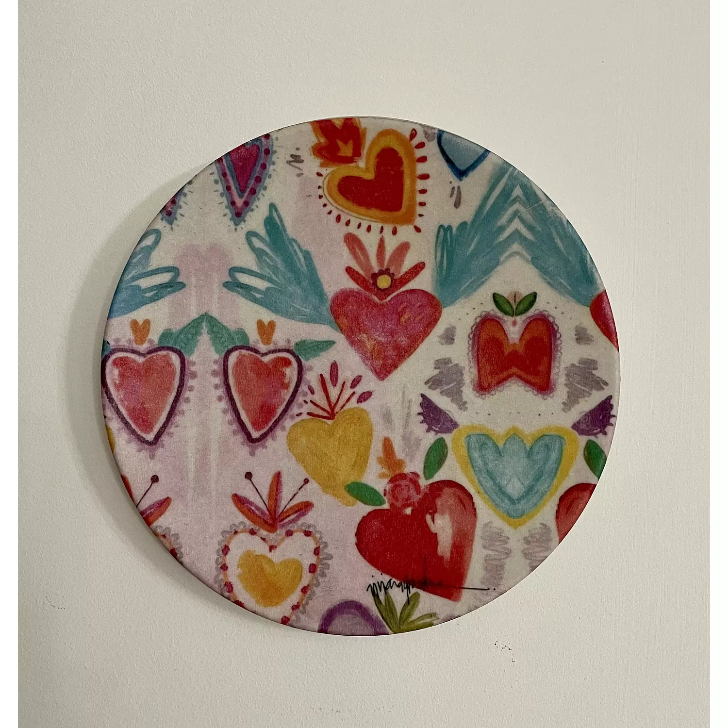 Angel hearts porcelain plate 21 cm wall art  hover image