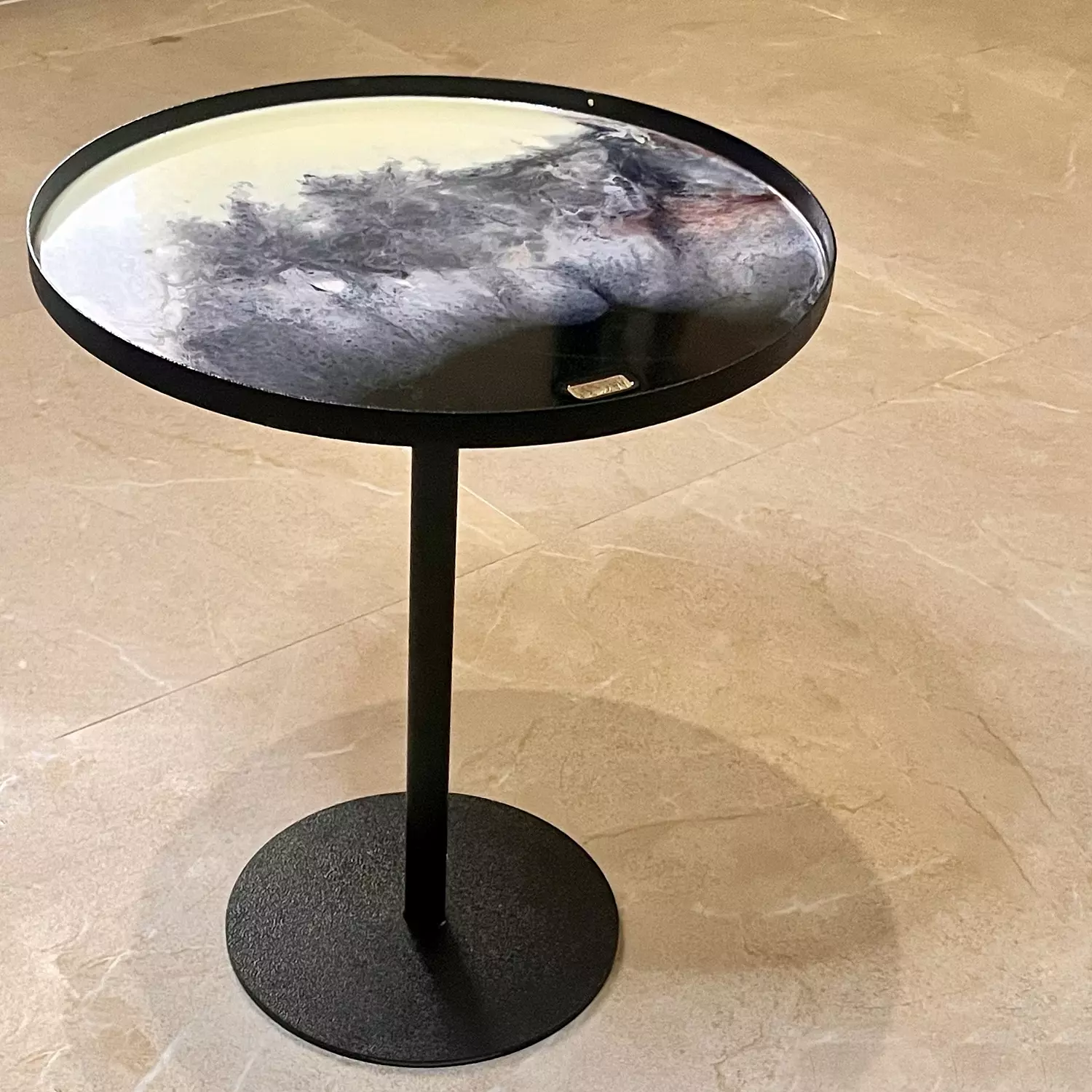 Cream/ Black Steel Side table hover image