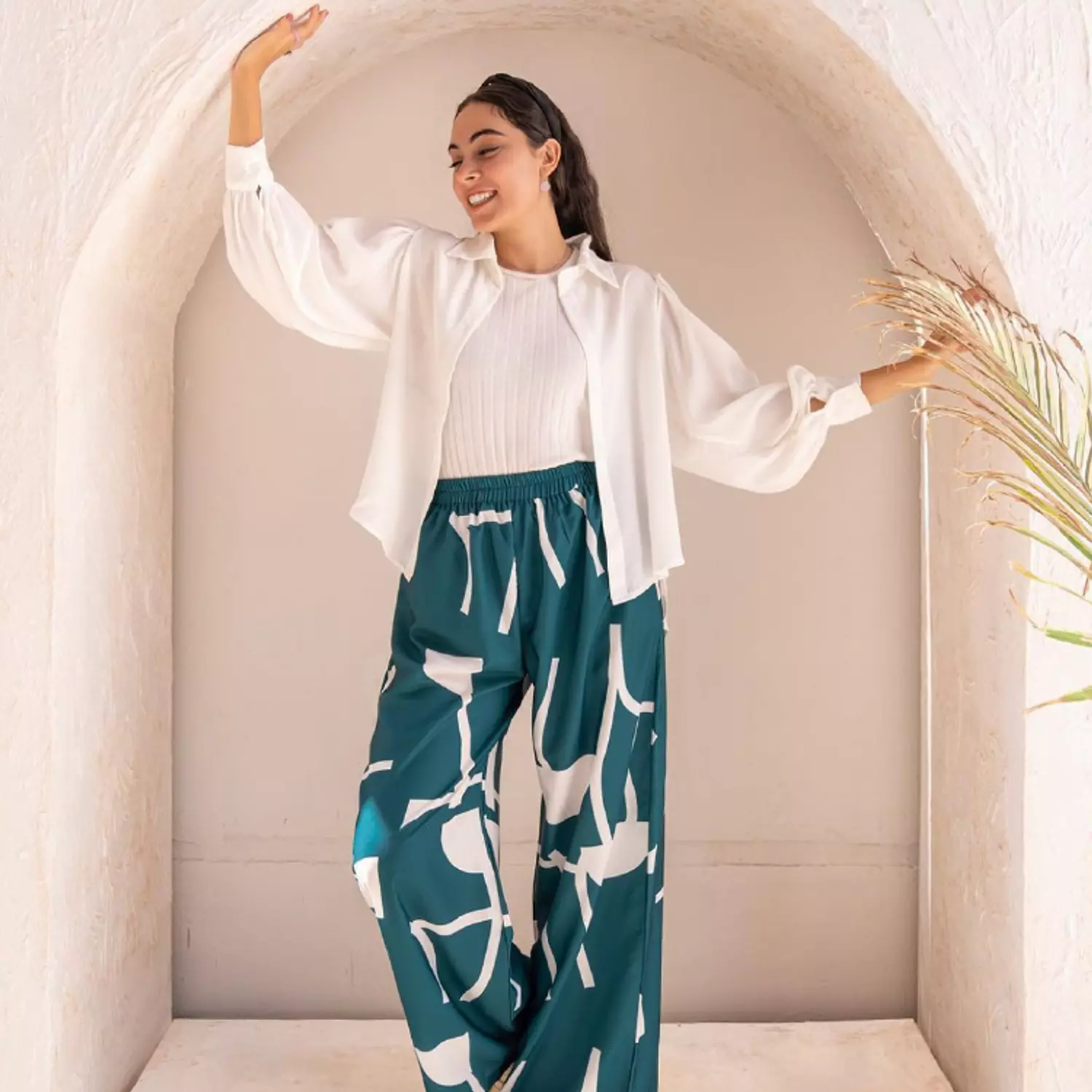 Teal Printed Pants  hover image