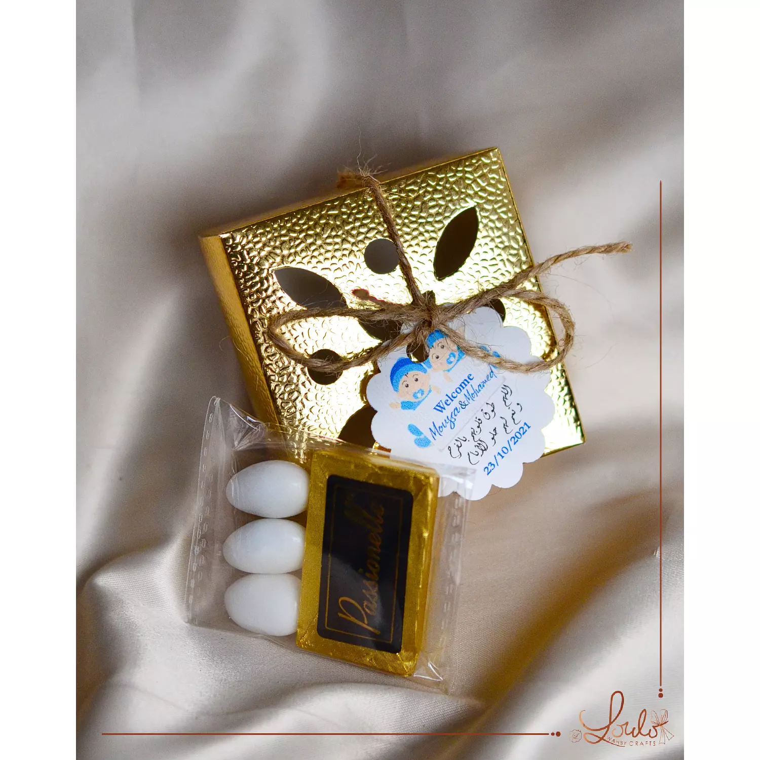 Baby shower Gold Leather texture box 8