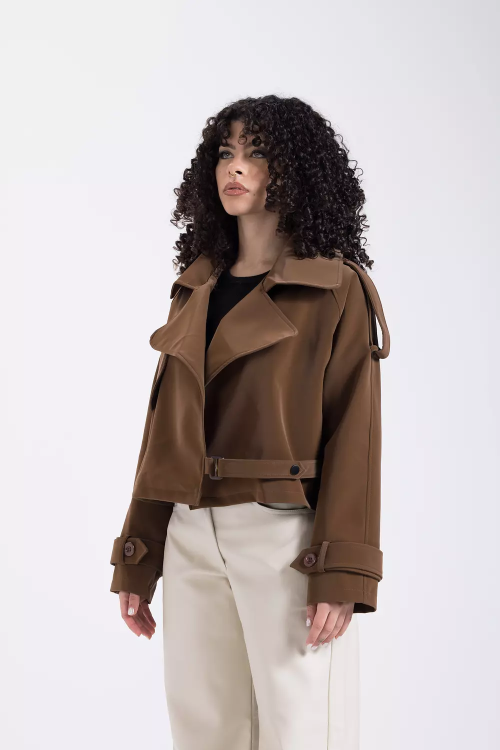 Chocolate Short Leather Jacket hover image