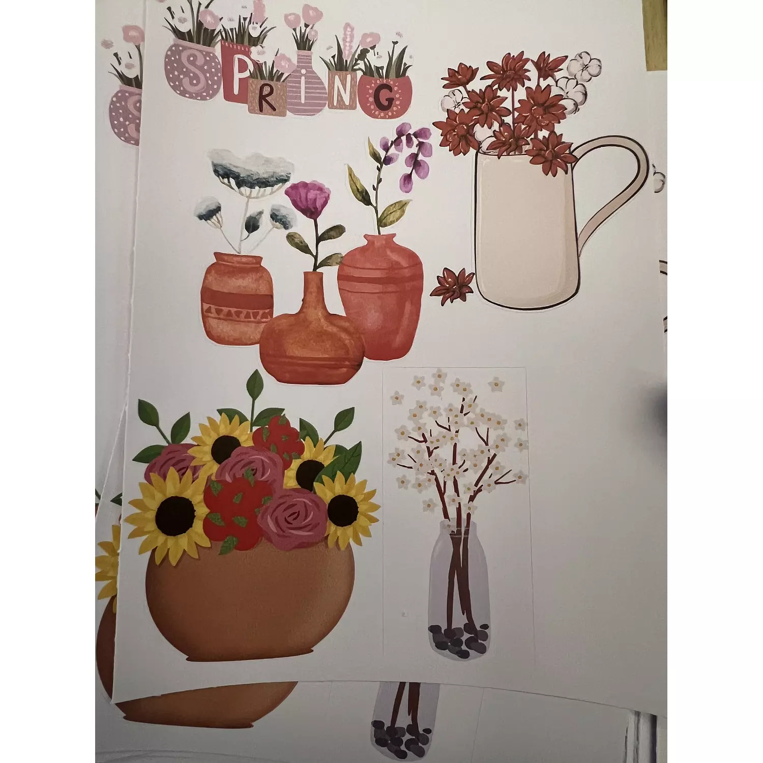 Flower Vases Stickers Pack 10