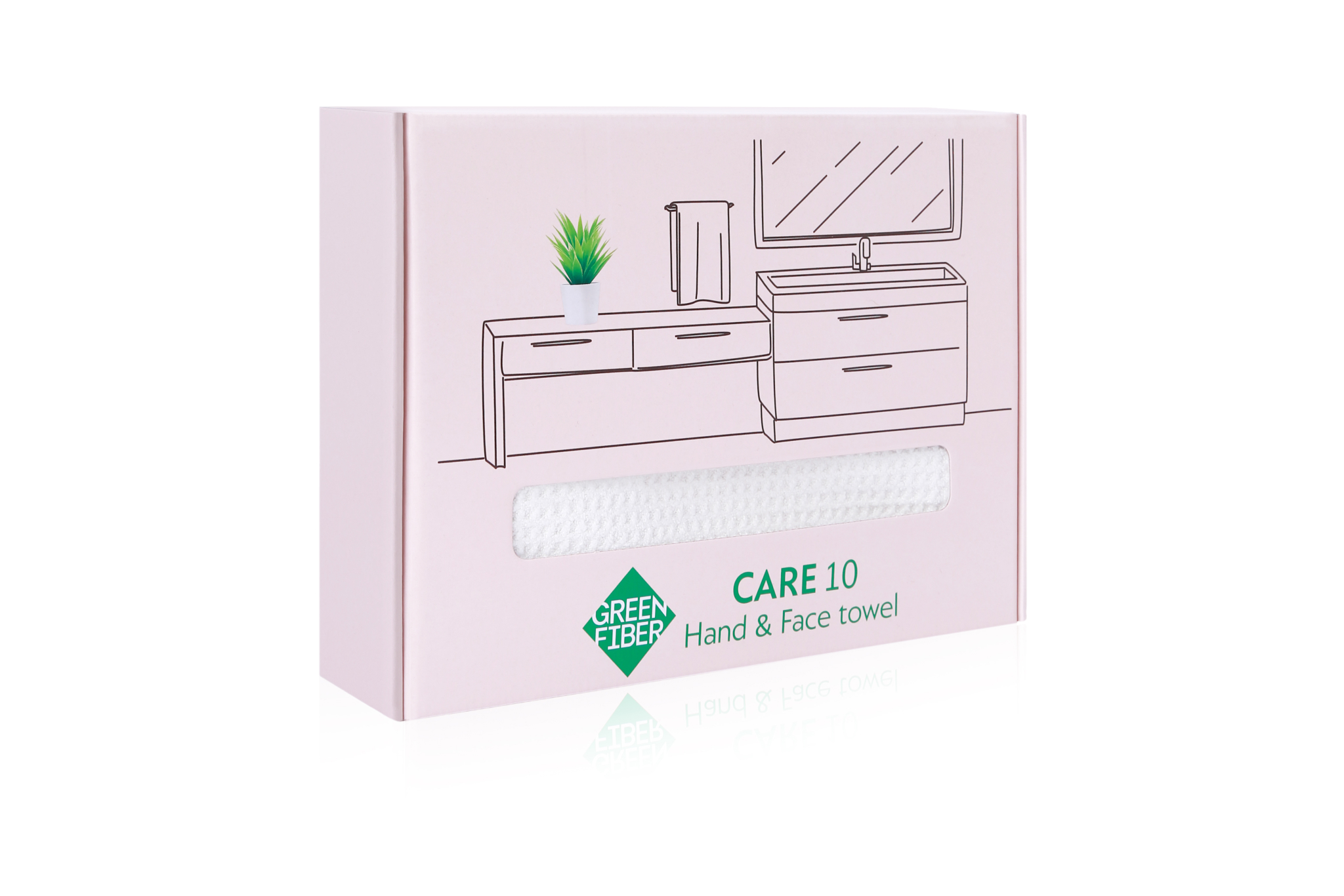 GREEN FIBER CARE 10 HAND & FACE TOWEL WAFFLE HAND AND FACE TOWEL, MILKY
