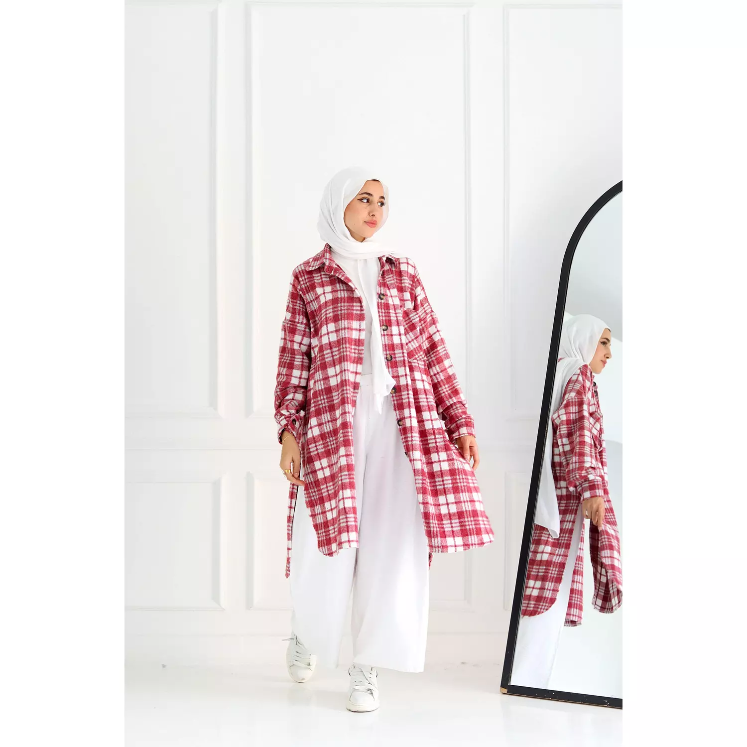 Red Checkered Oversize Shirt hover image