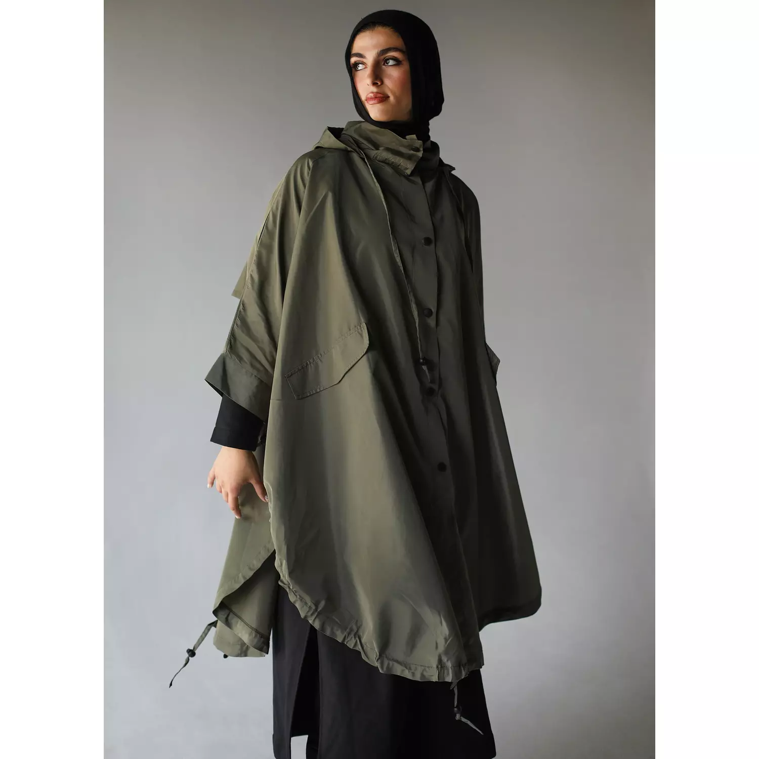 Olive Waterproof Poncho 4