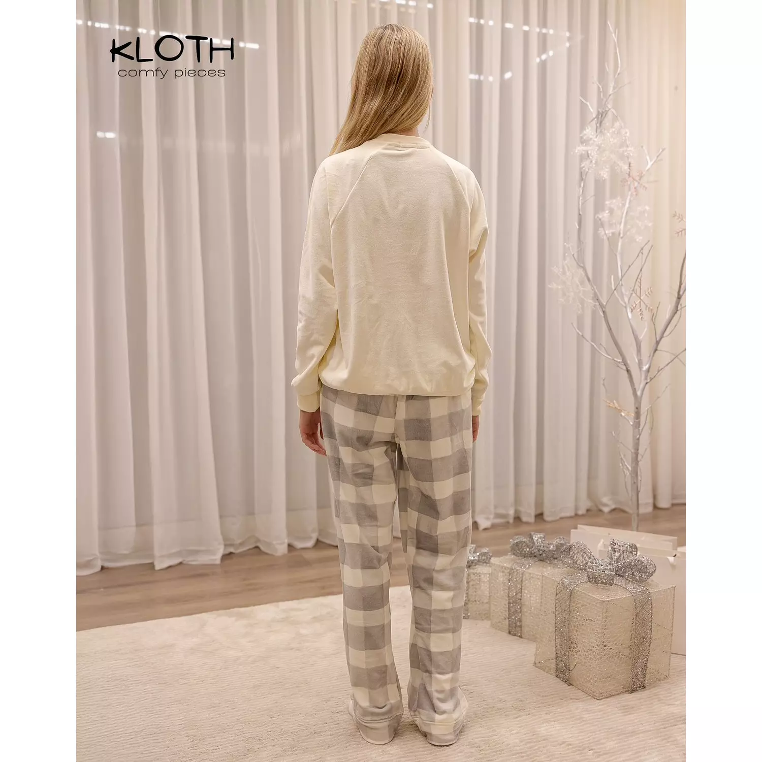 CHRISTMAS PAJAMAS FOR THE FAMILY (WHITE & GREY PLAID PANTS) 6