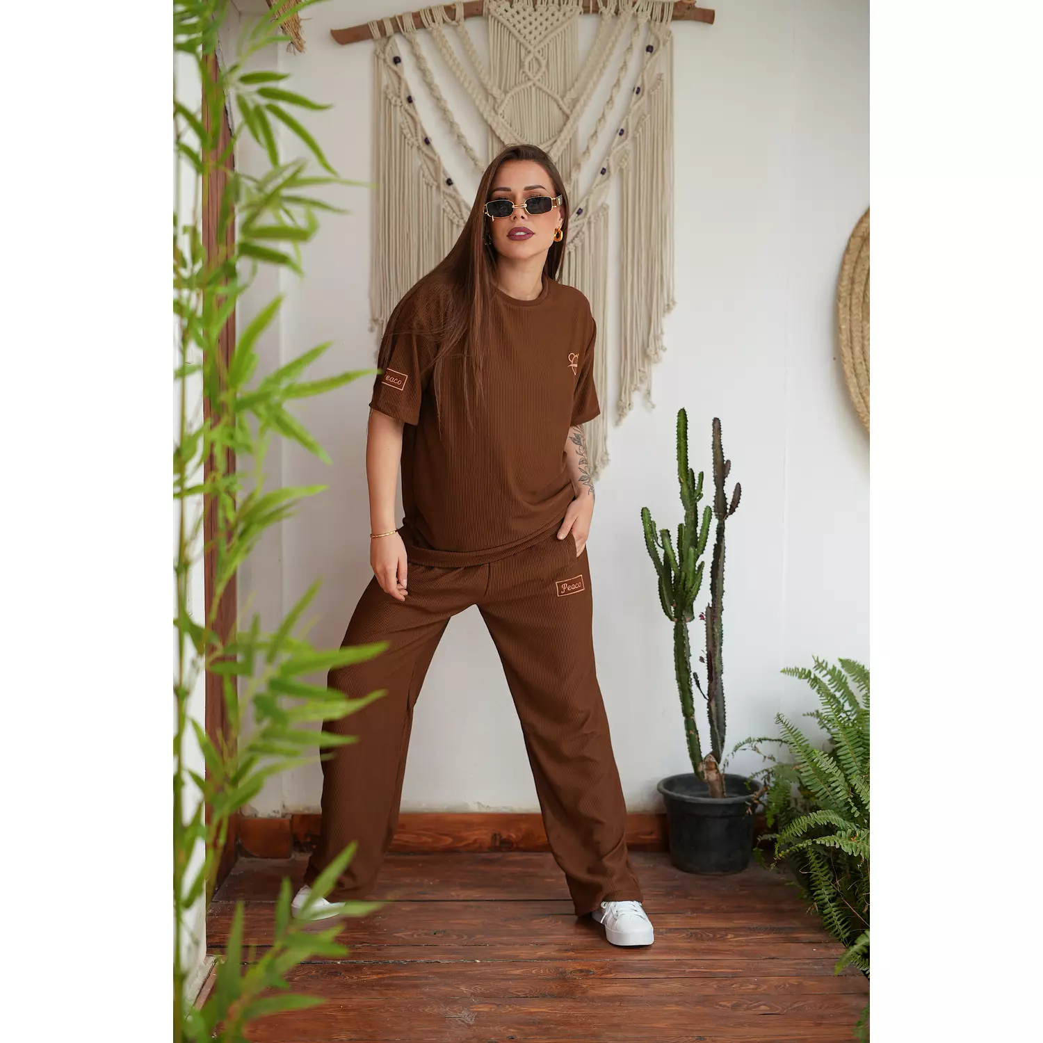 Brown summer unisex set hover image