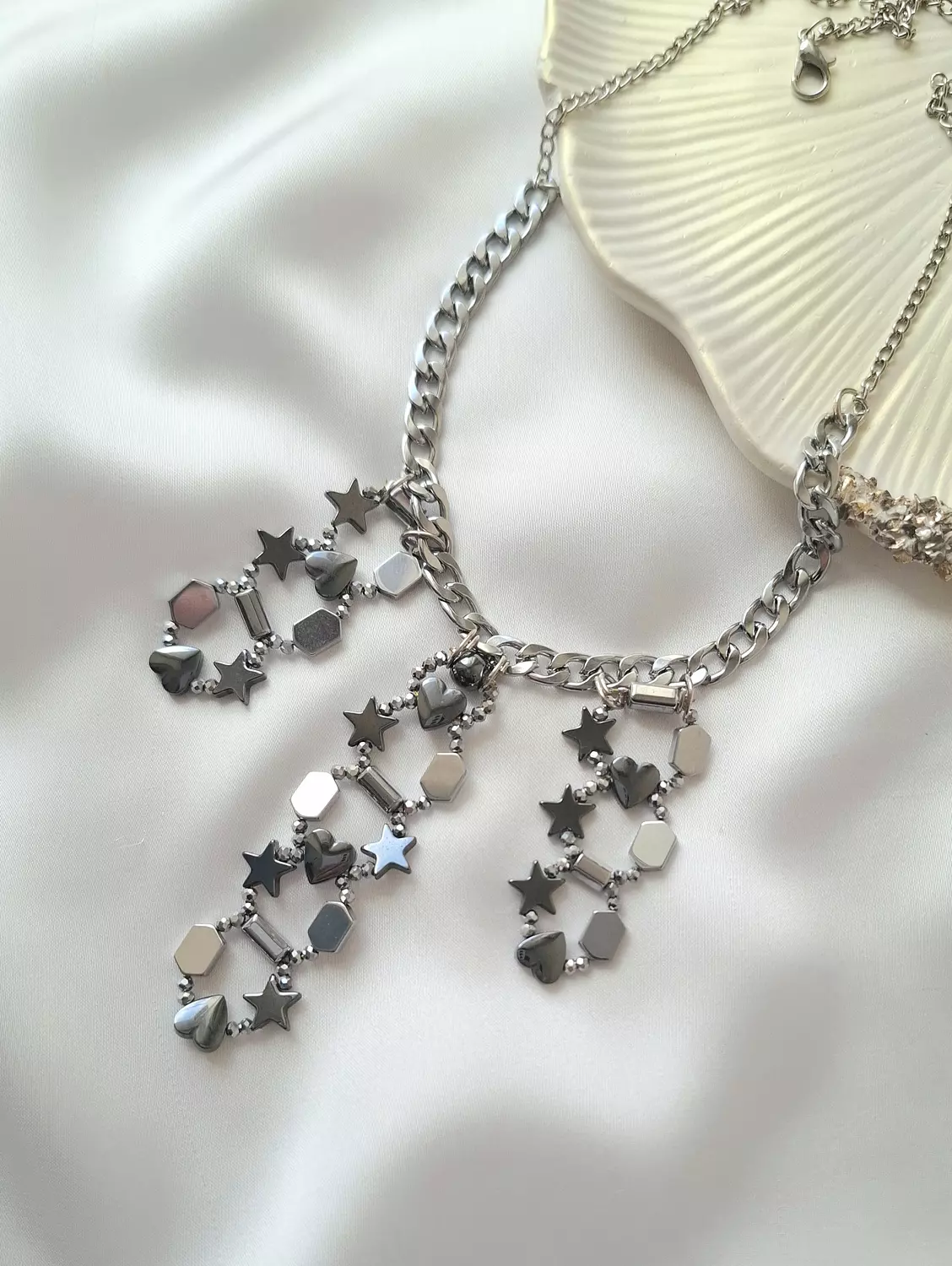 Silver Metallic Hematite Necklace hover image