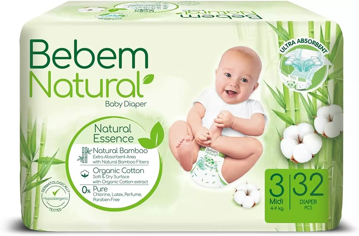 Bebem Natural Diapers - Size 3 Mini - 32 pcs hover image