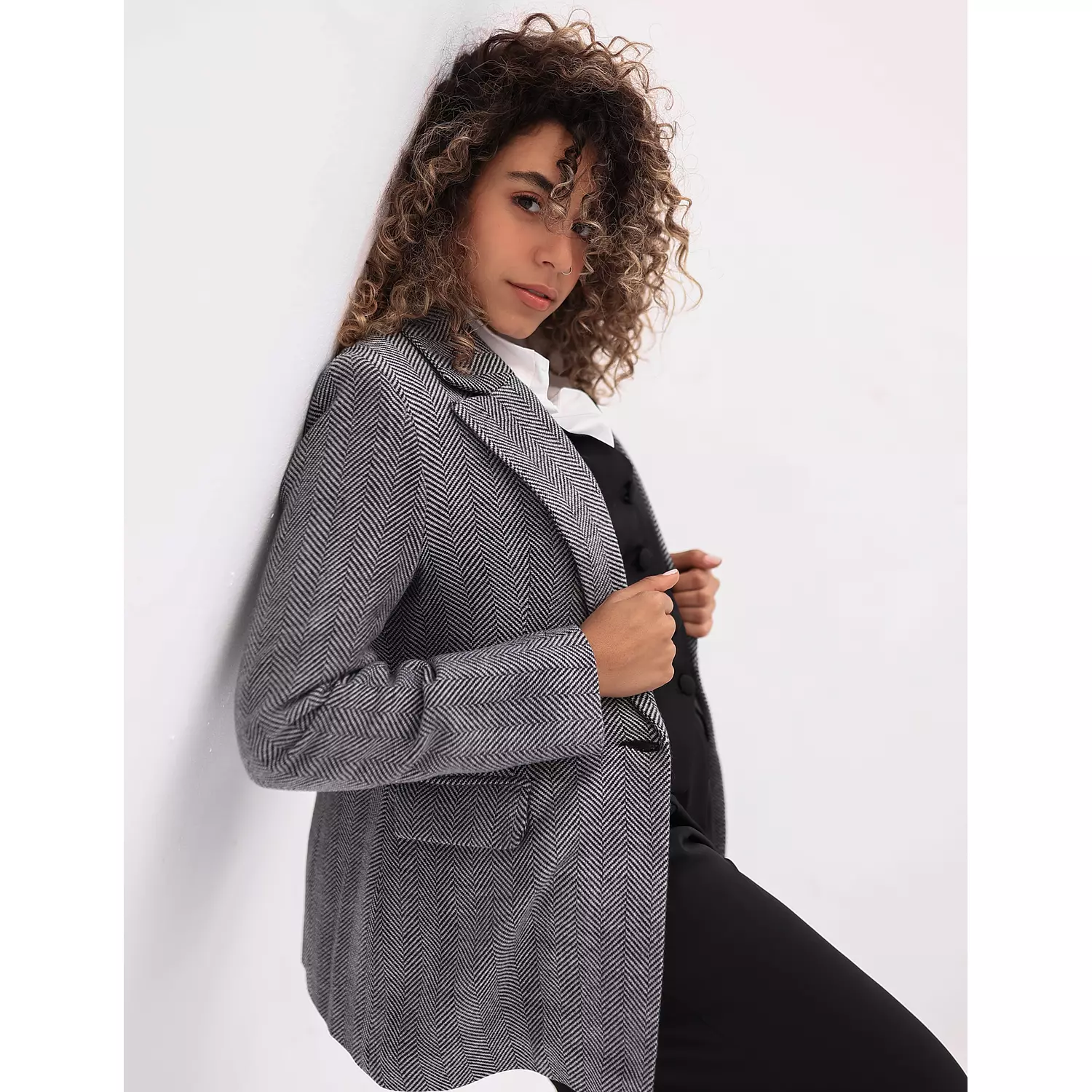 Ash gray zigzag blazer 2