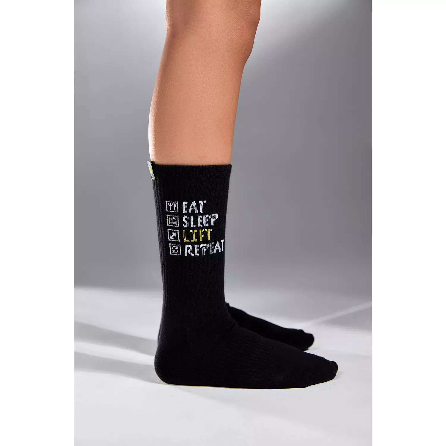 “EAT - SLEEP - LIFT - REPEAT” SOCK  IN BLACK hover image