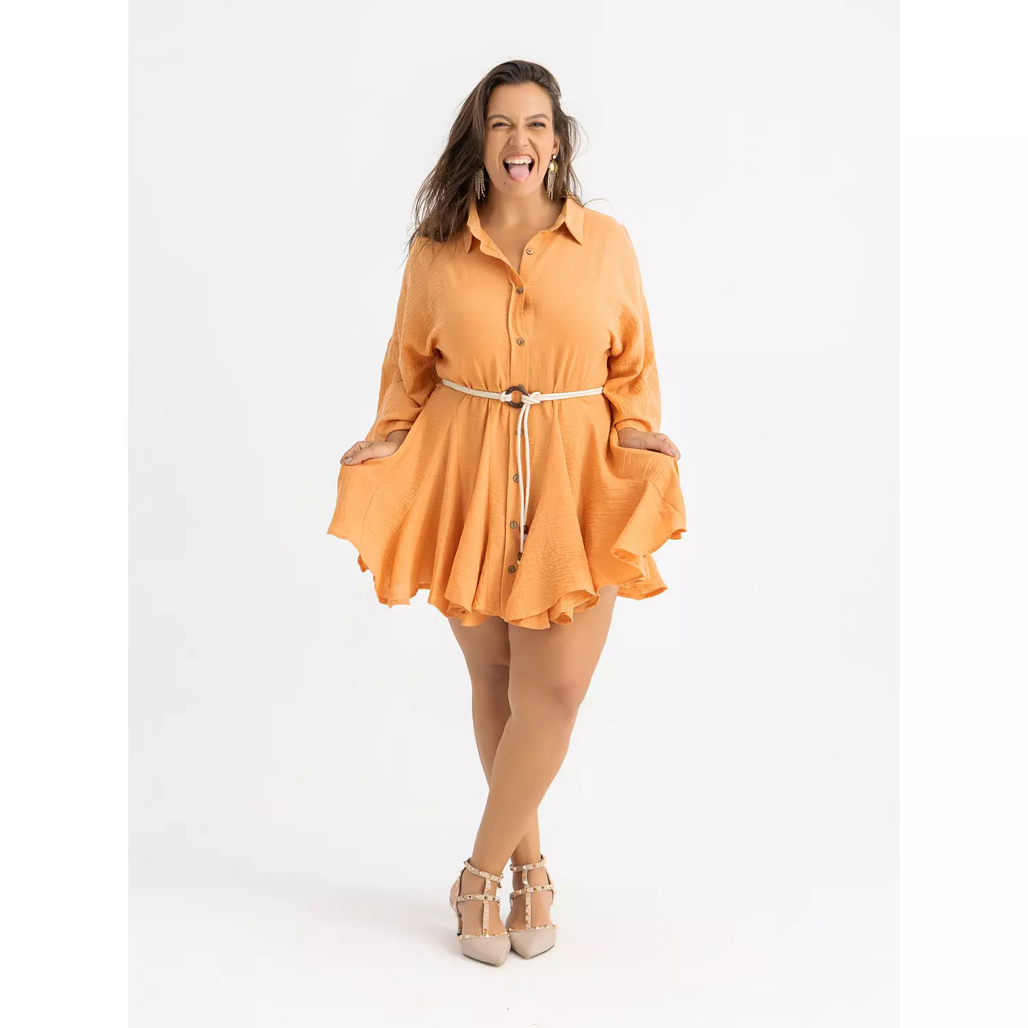 The TOUTA linen ruffled dress hover image