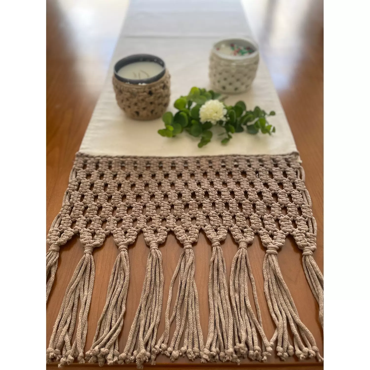 Cotton Macrame Bees Runner  1