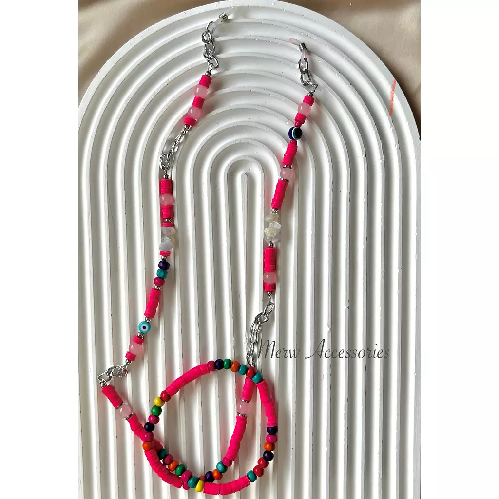 Pink silver sunglass cord