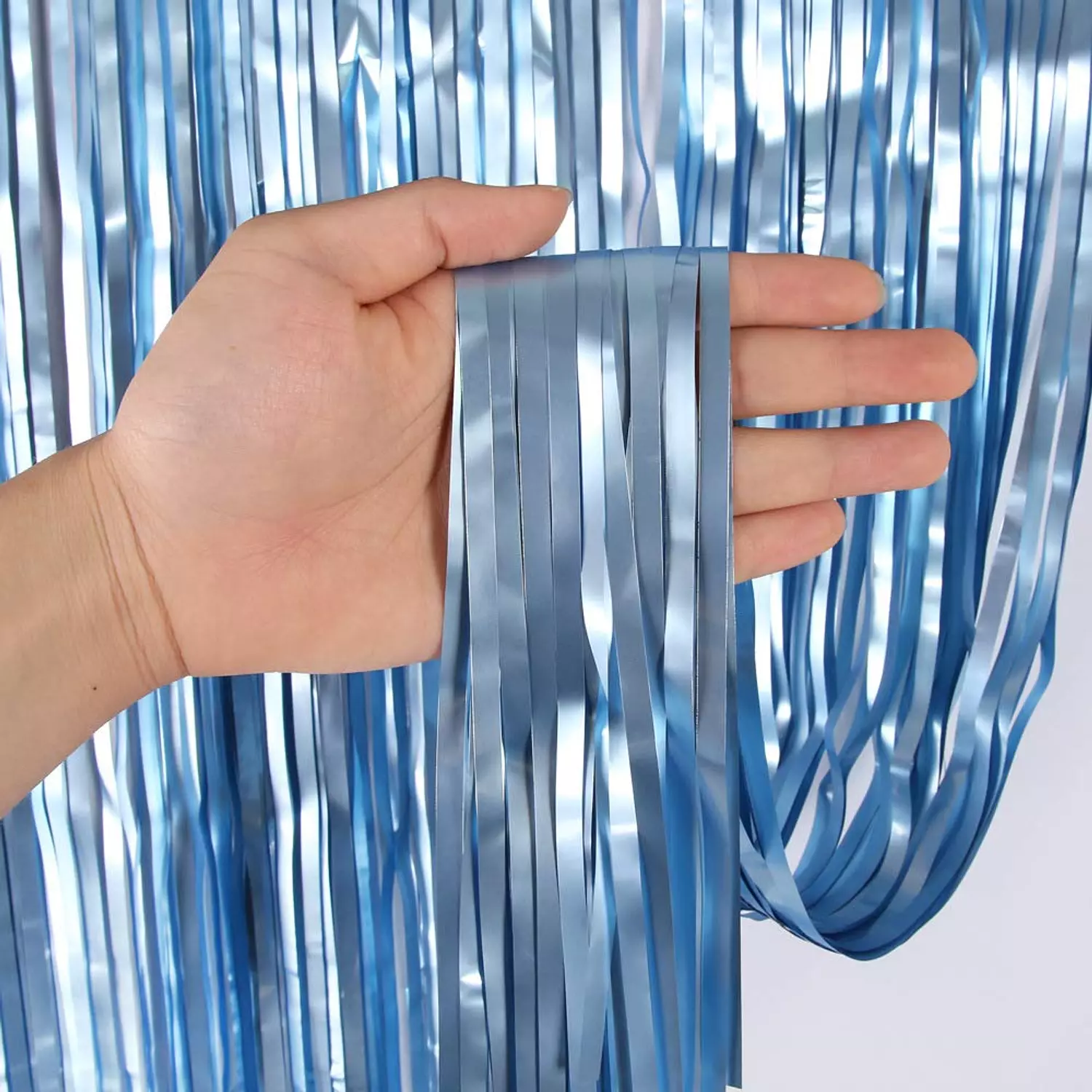 Blue Metallic Foil Curtain 0