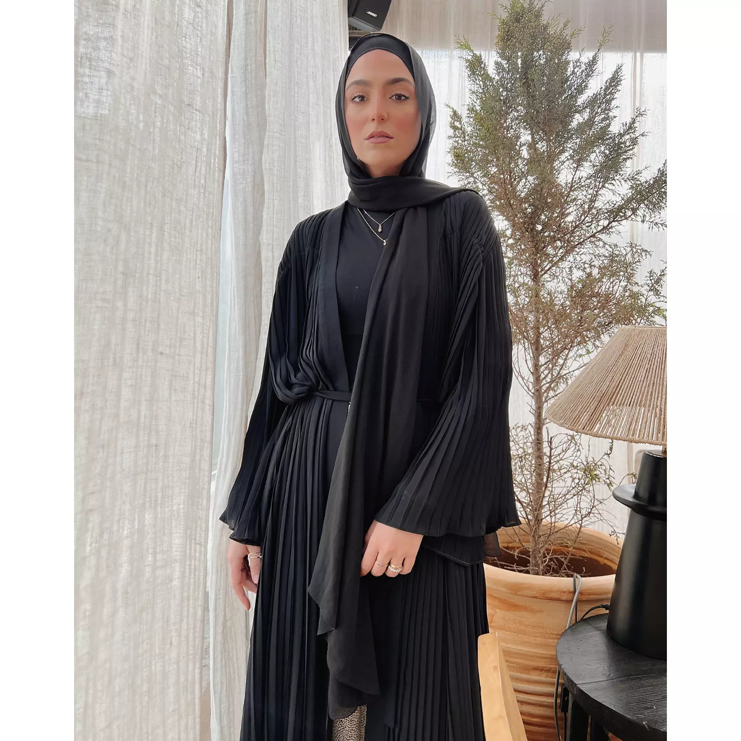 Black Pleated Kaftan 1