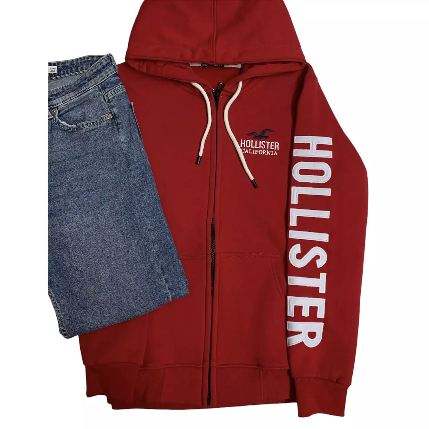 Red hollister hot sale zip up