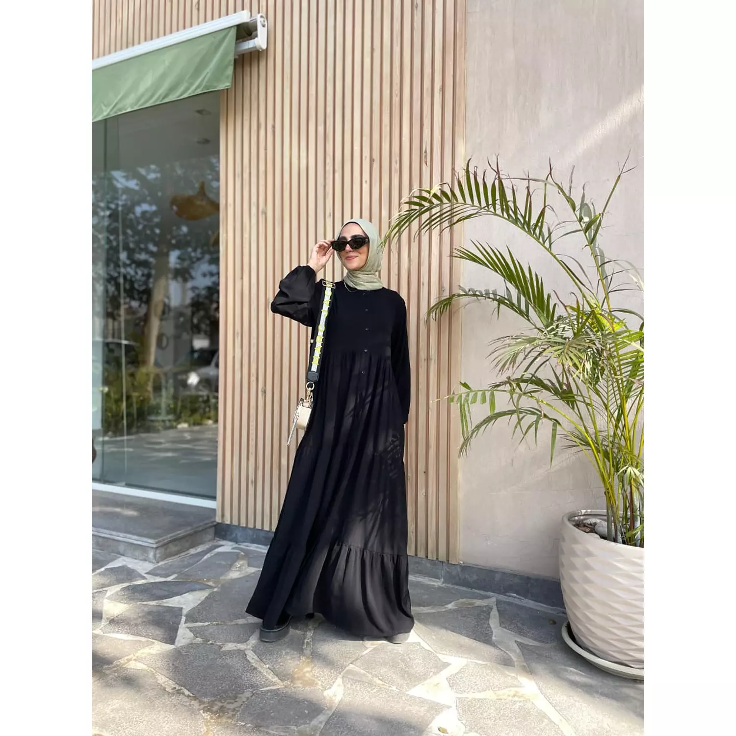 Layered buttoned Abaya  3