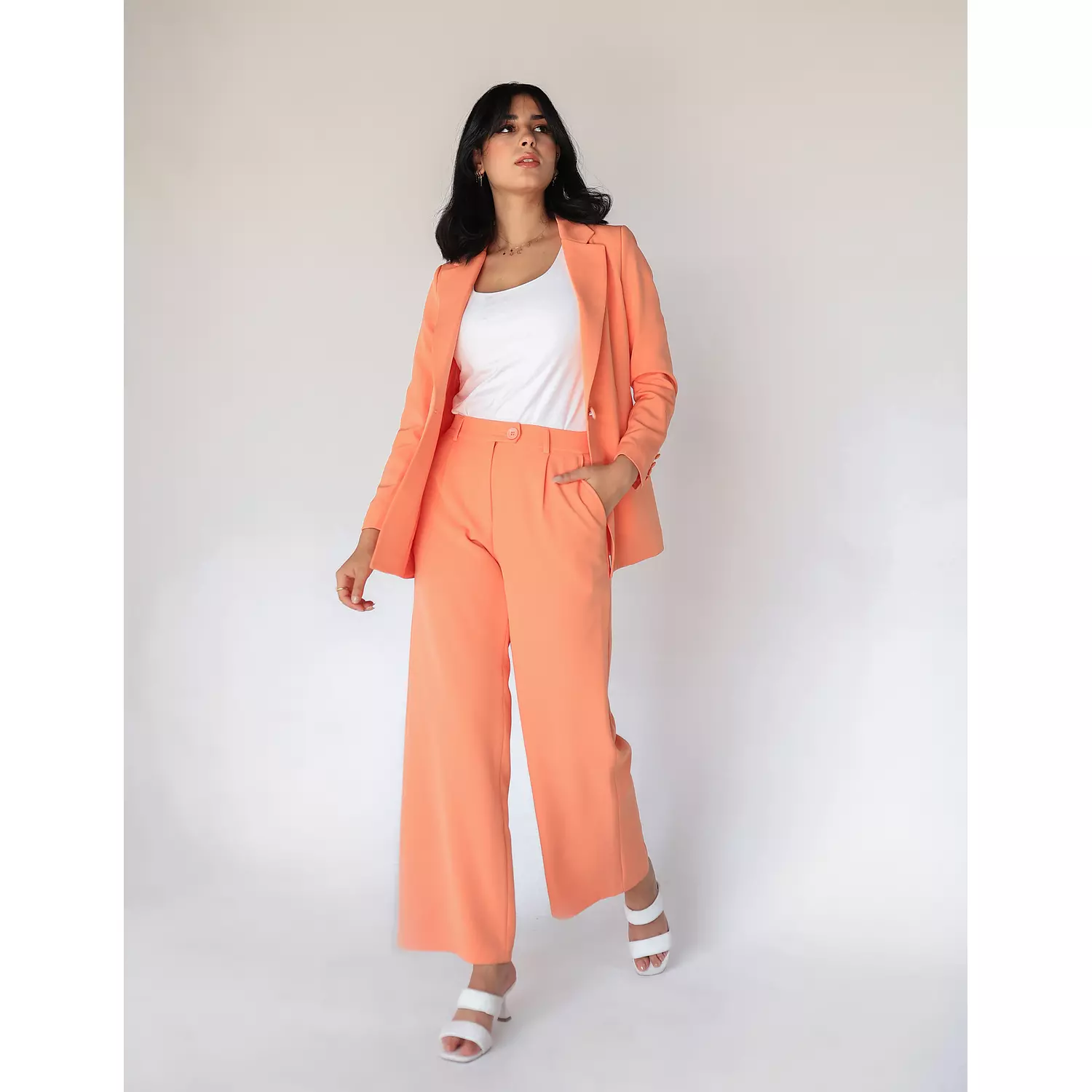 Melon Wide-leg Straight Mid Pants hover image