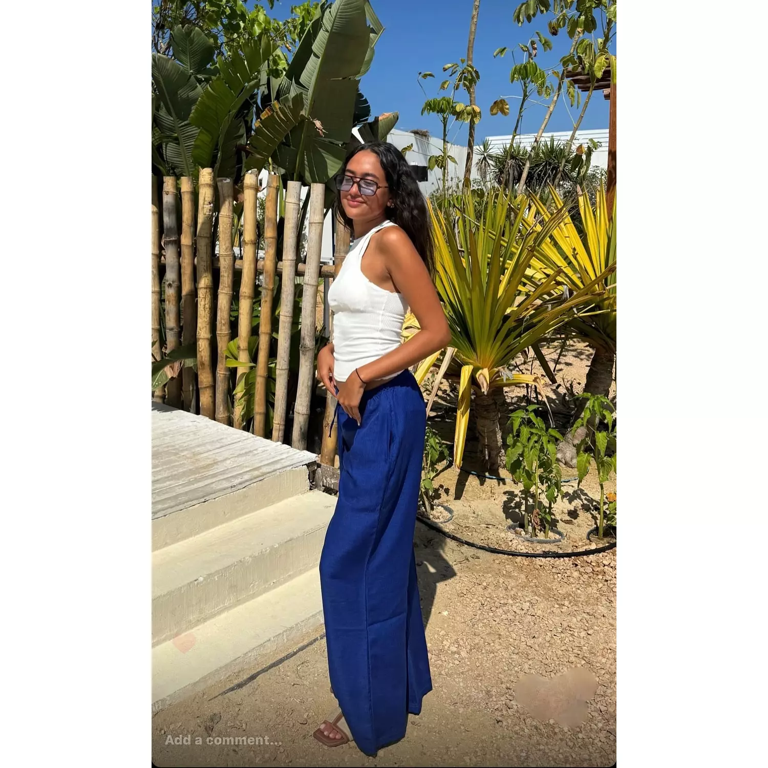 Royal blue oversized linen Pants hover image