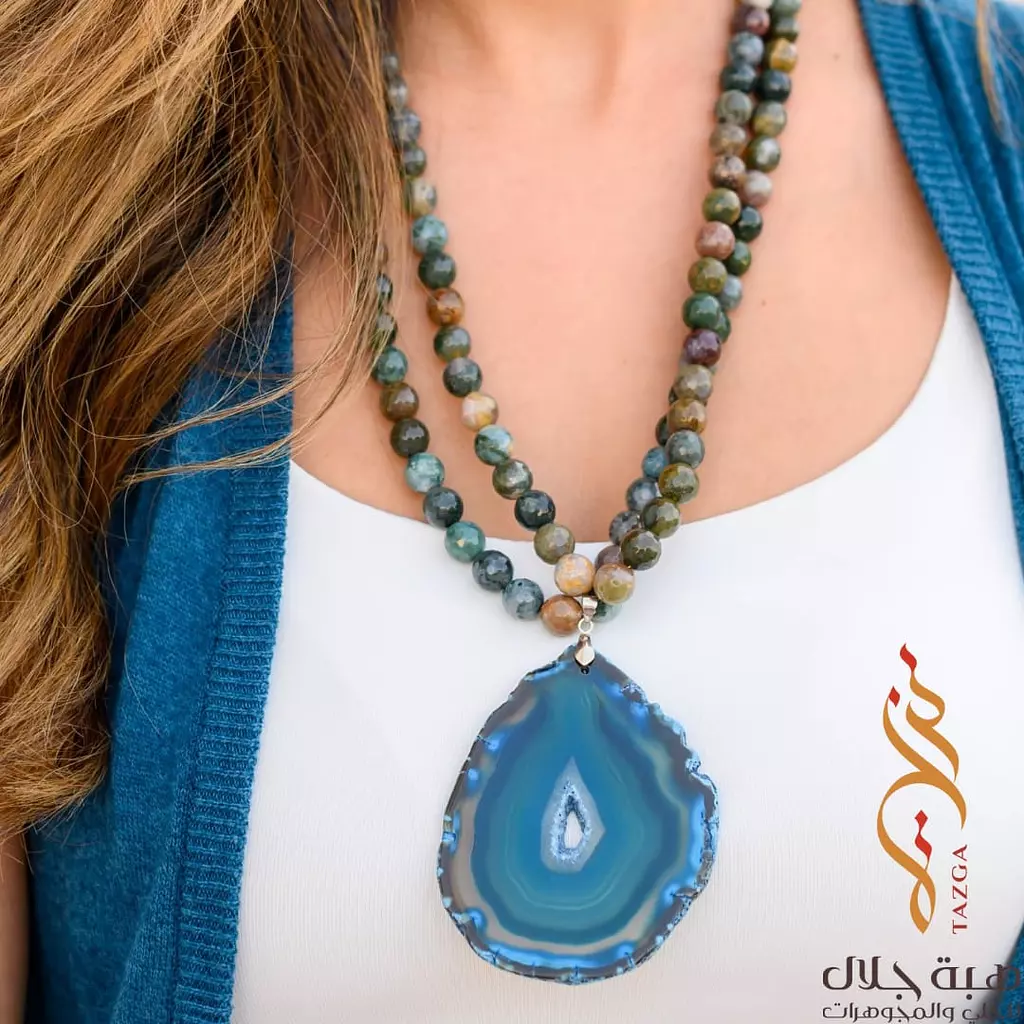 Handmade necklace crafted from natural agate.