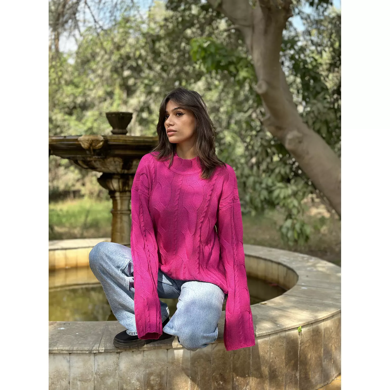 “Azure” Knit pullover in Fushia-2nd-img