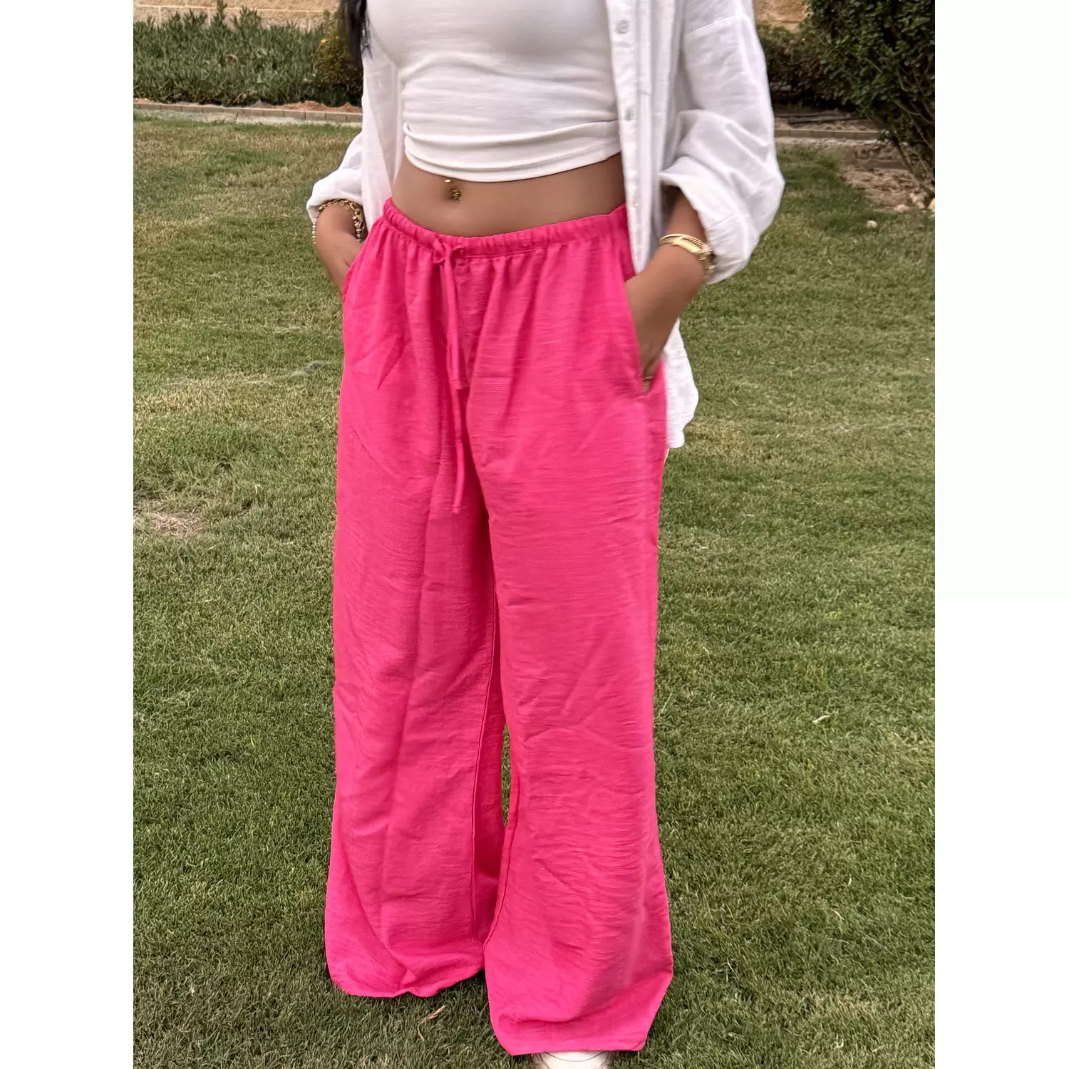 Hot Pink linen pants   hover image