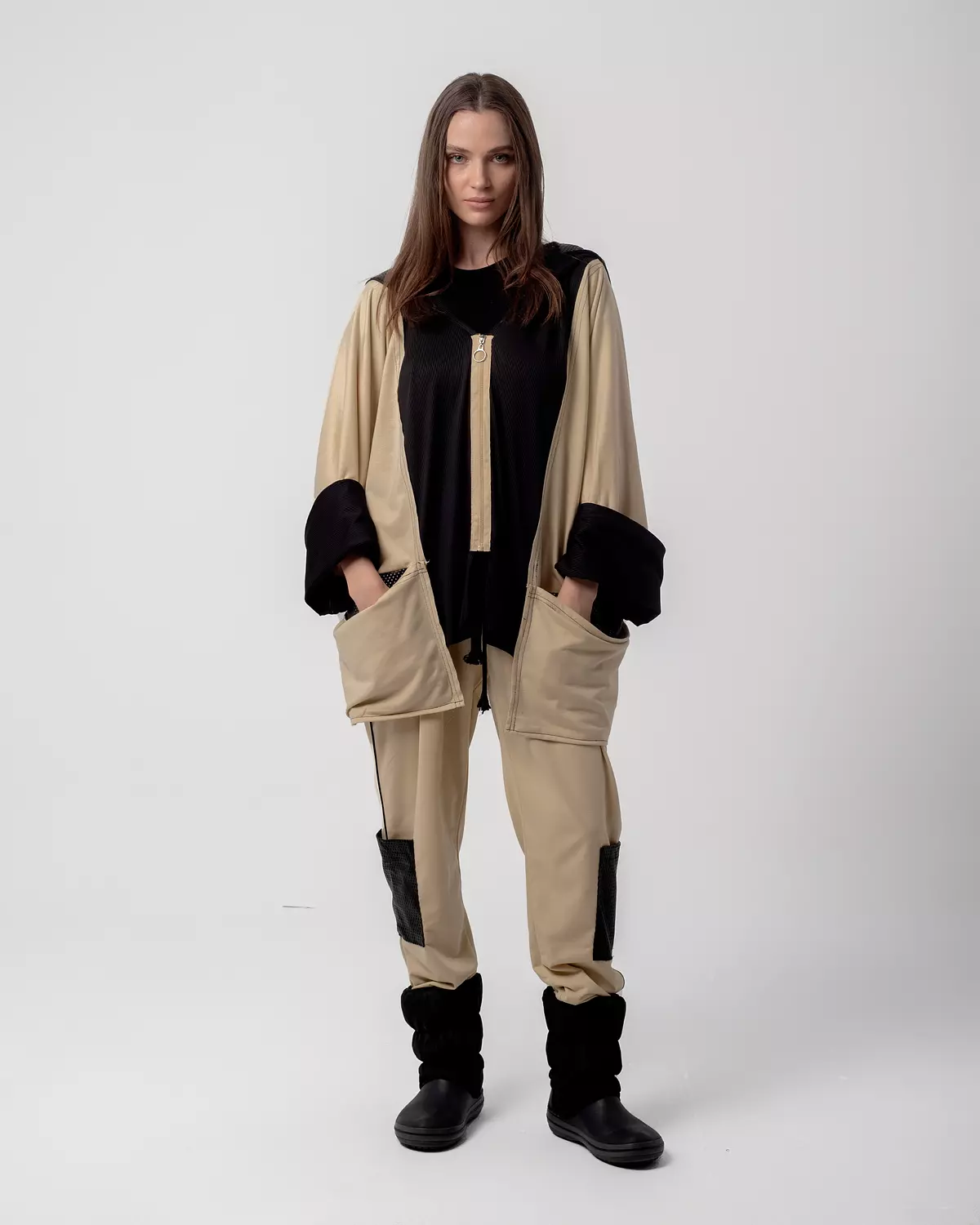 Beige & Black Tracksuit hover image