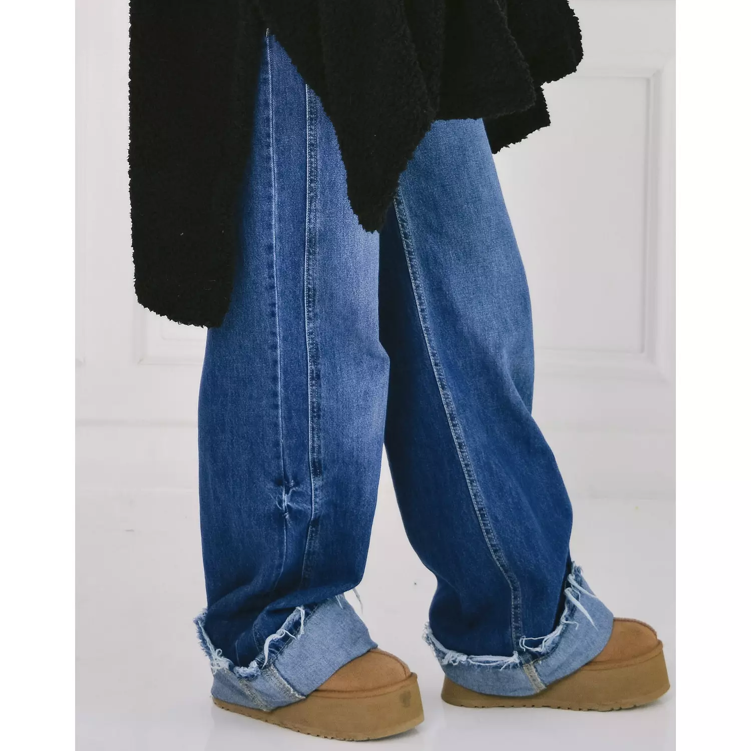 upside down denim pants hover image