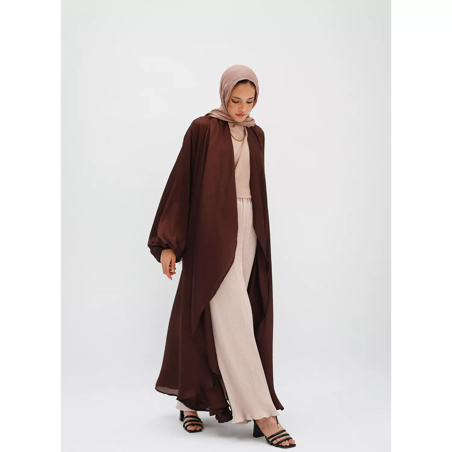 Shimmer Maxi Cardigan in Brown 3