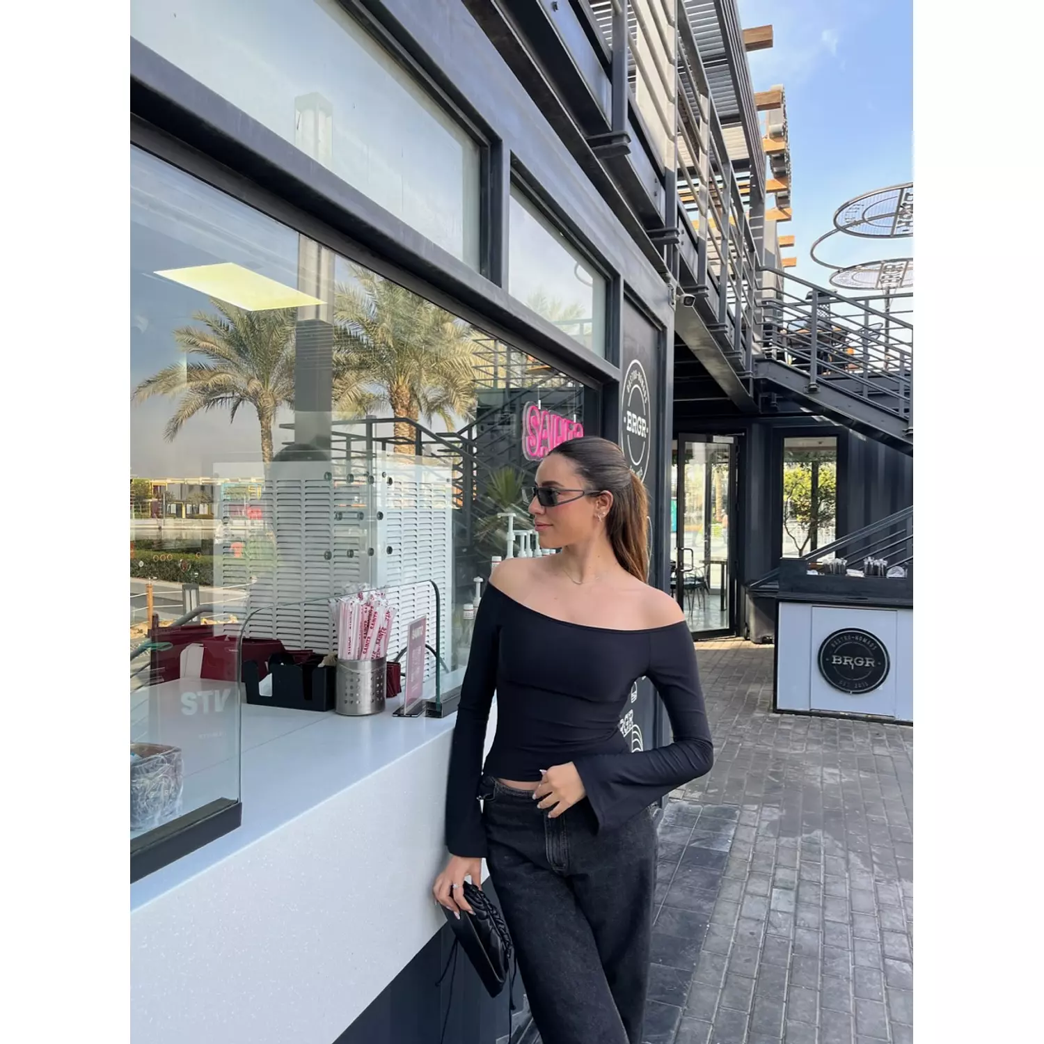 OFF SHOULDER TOP IN BLACK hover image