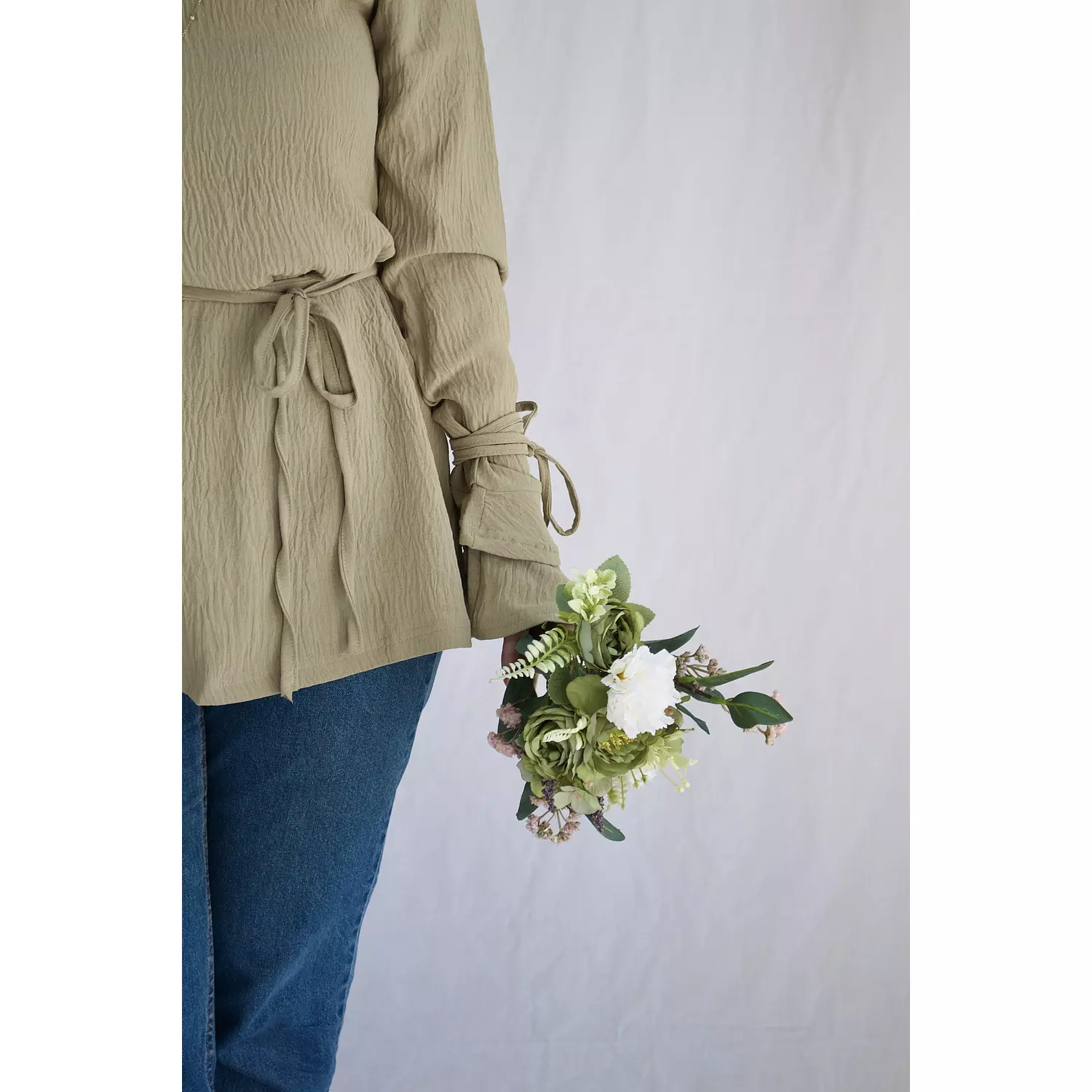 Bow-Me Blouse in Olive 2