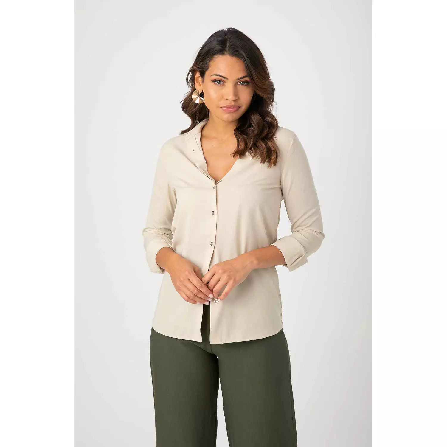 BUTTON FRONT PLAIN BLOUSE hover image