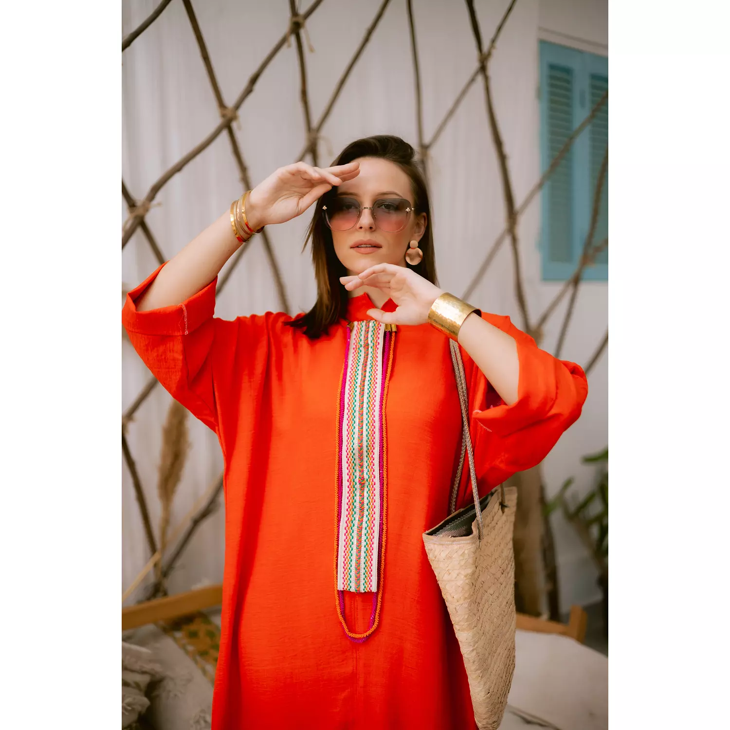 Orange linen dress 6