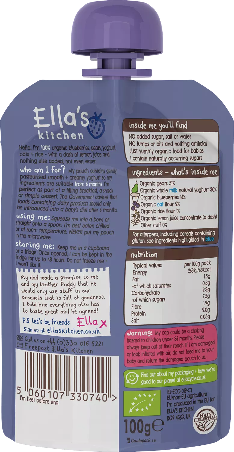 Ella's Kitchen - blueberry Baby Brekkie - 100 grams 1