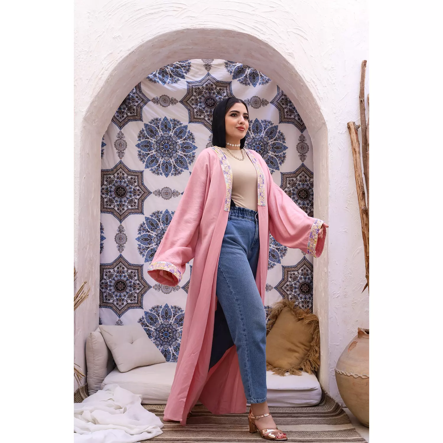 Princess indian kaftan in pink 4