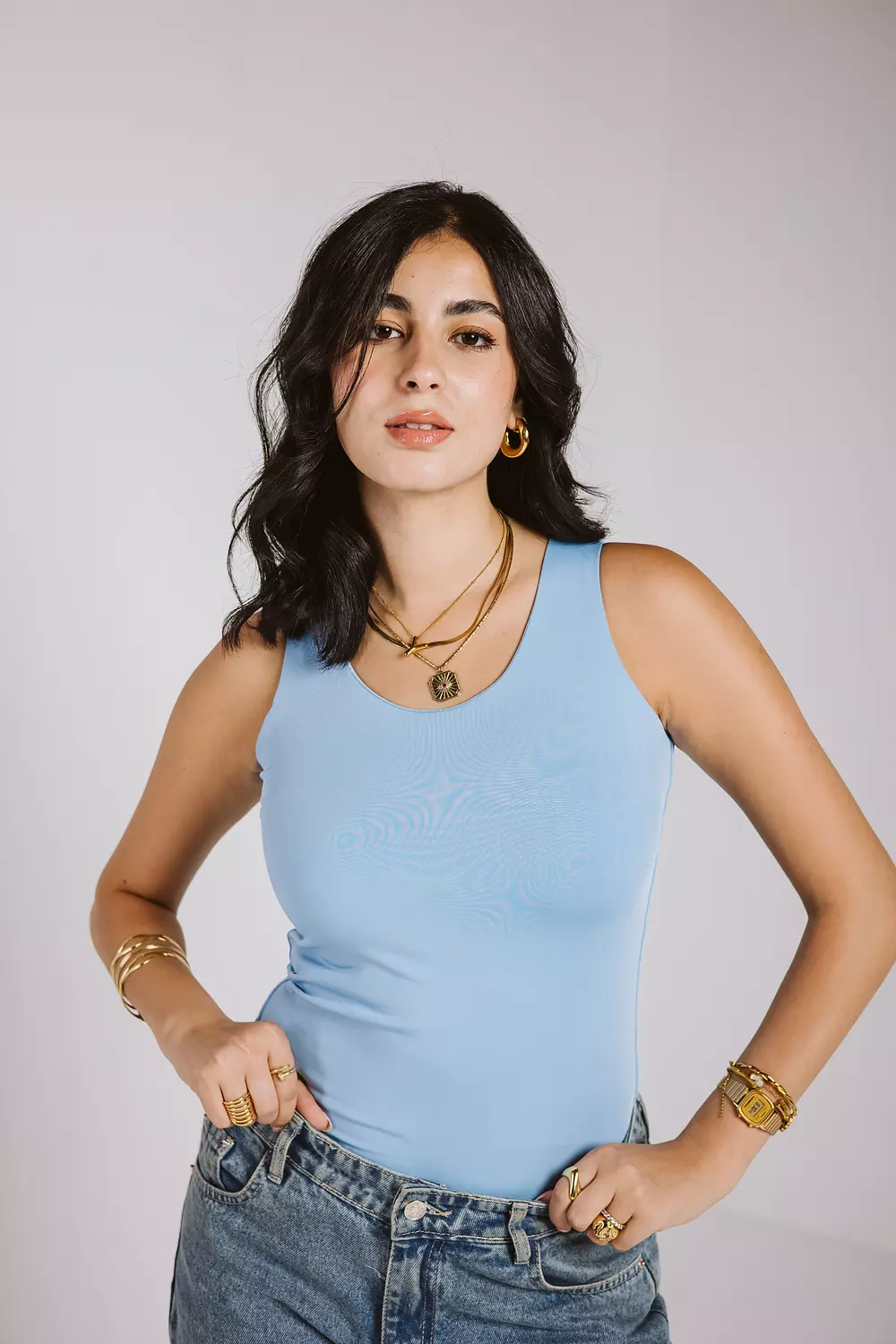 Tank top wide neck baby blue  3